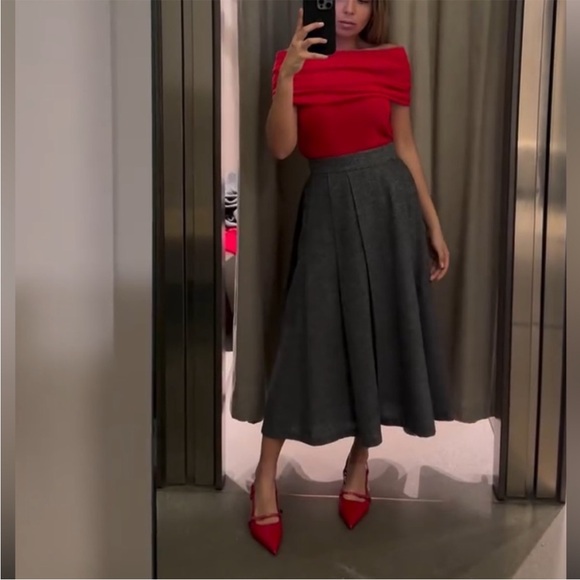 ZARA OFF SHOULDER LINEN KNIT TOP - Picture 3 of 15